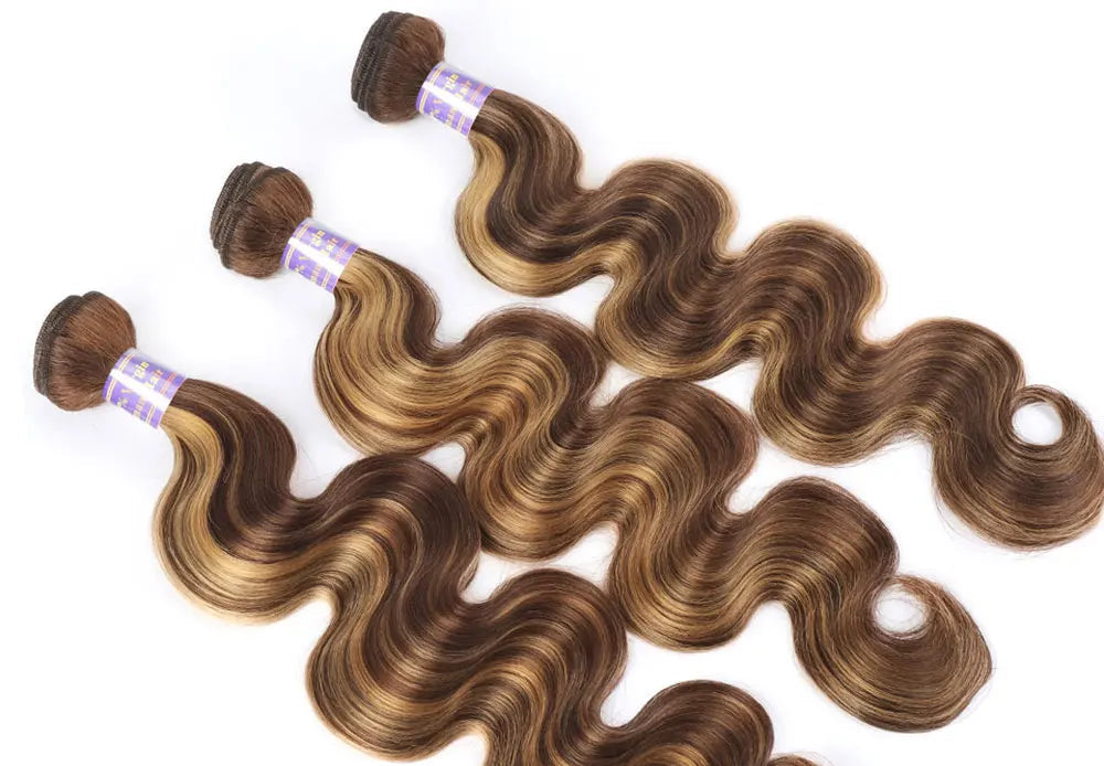 Blonde Body Wave Hair Bundles with Closure – 100% Human Hair Extensions, Ombre Color, 8-32 Inches