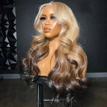 High-Quality Honey Blonde Loose Wave Lace Front Wig for Women | Long Curly Hair with Side Bangs | Natural Look & Versatile Styling