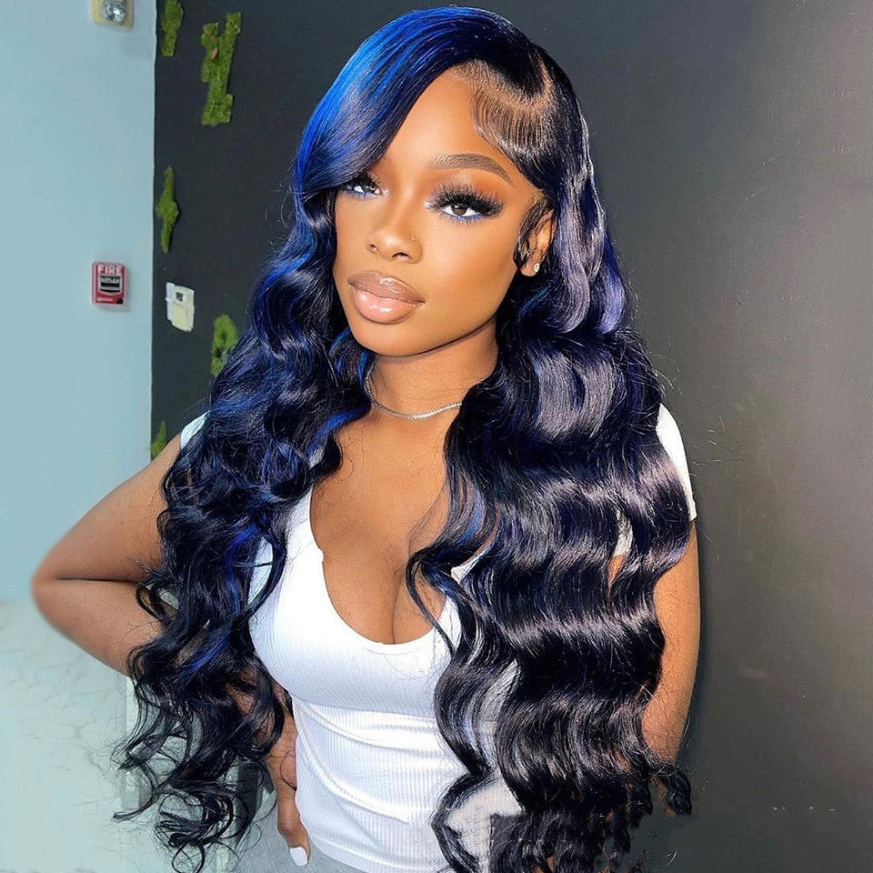 Highlight Body Wave Human Hair Lace Front Wig – Real Human Hair, Customizable Bangs, Suitable for All Skin Tones & Face Shapes1