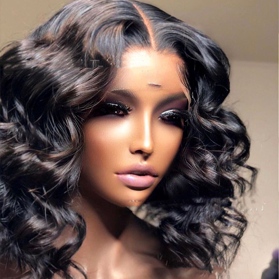 Ladies' Front Lace Long Bangs Wig – High-Temperature Fiber, Natural Look