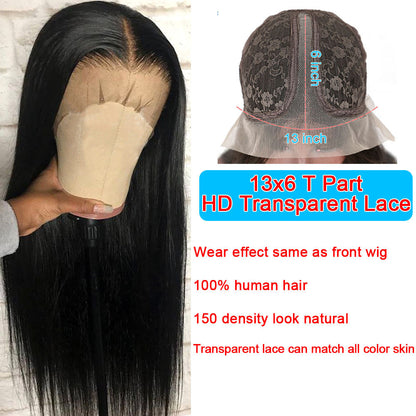 Lifelike Long Straight Hair Wig - Half Hand-Woven, Heat-Dyeable, High-Temperature Fiber