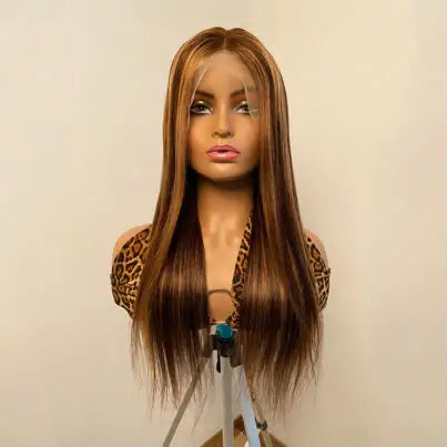 Mink Hair Highlight 4/27 Long Inch Lace Frontal Wigs Human Hair