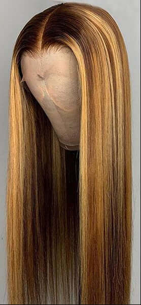 Mink Hair Highlight 4/27 Long Inch Lace Frontal Wigs Human Hair