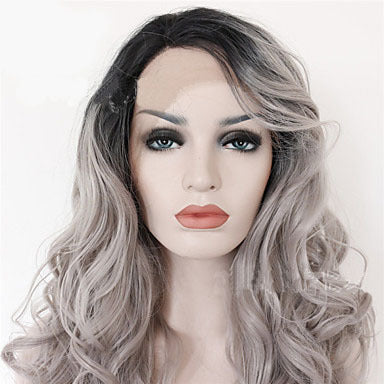 Long Curly Hair Wig with Middle Bangs – High-Temperature Resistant Synthetic Wig