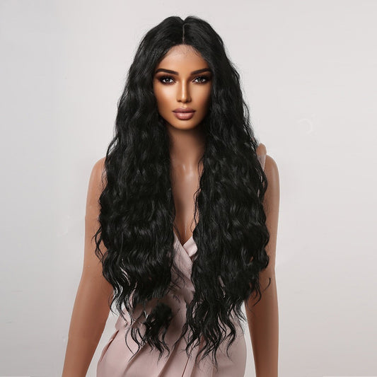 Long Curly Middle-Part Wig – High-Temperature Silk for Women