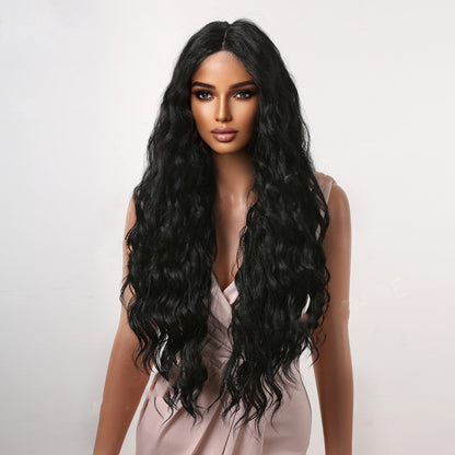 Long Curly Middle-Part Wig – High-Temperature Silk for Women