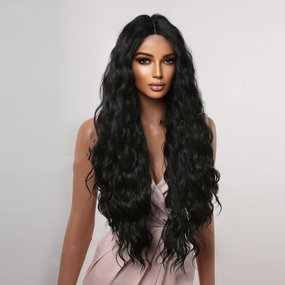 Long Curly Middle-Part Wig – High-Temperature Silk for Women