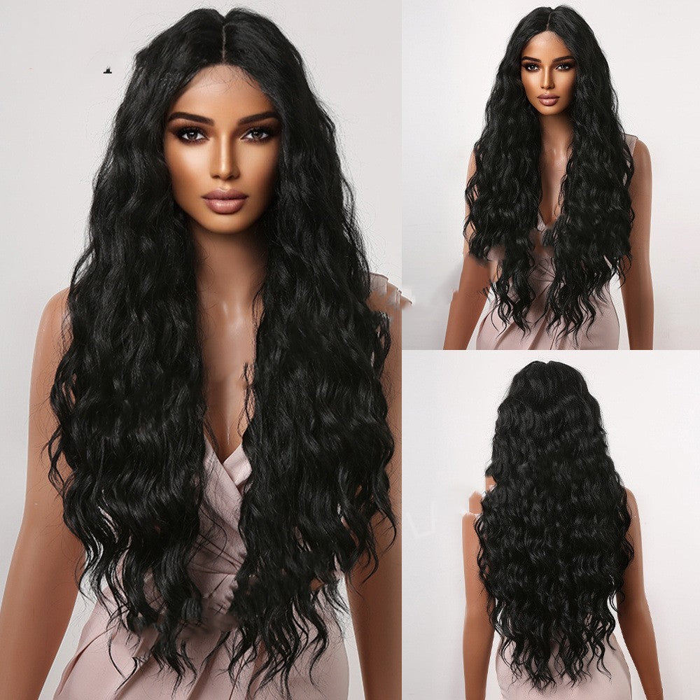Long Curly Middle-Part Wig – High-Temperature Silk for Women