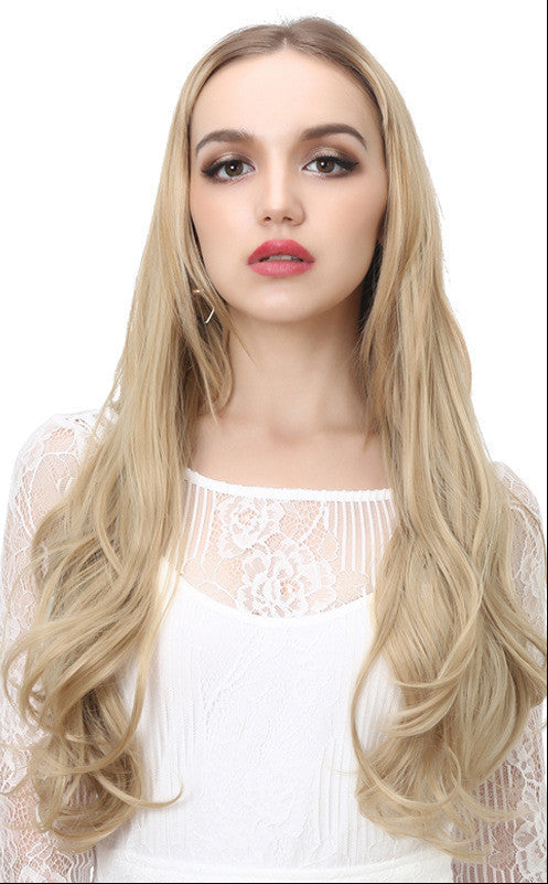Luxurious Wavy U-Part Clip-In Wig | Long Blonde Black Synthetic Hairpieces