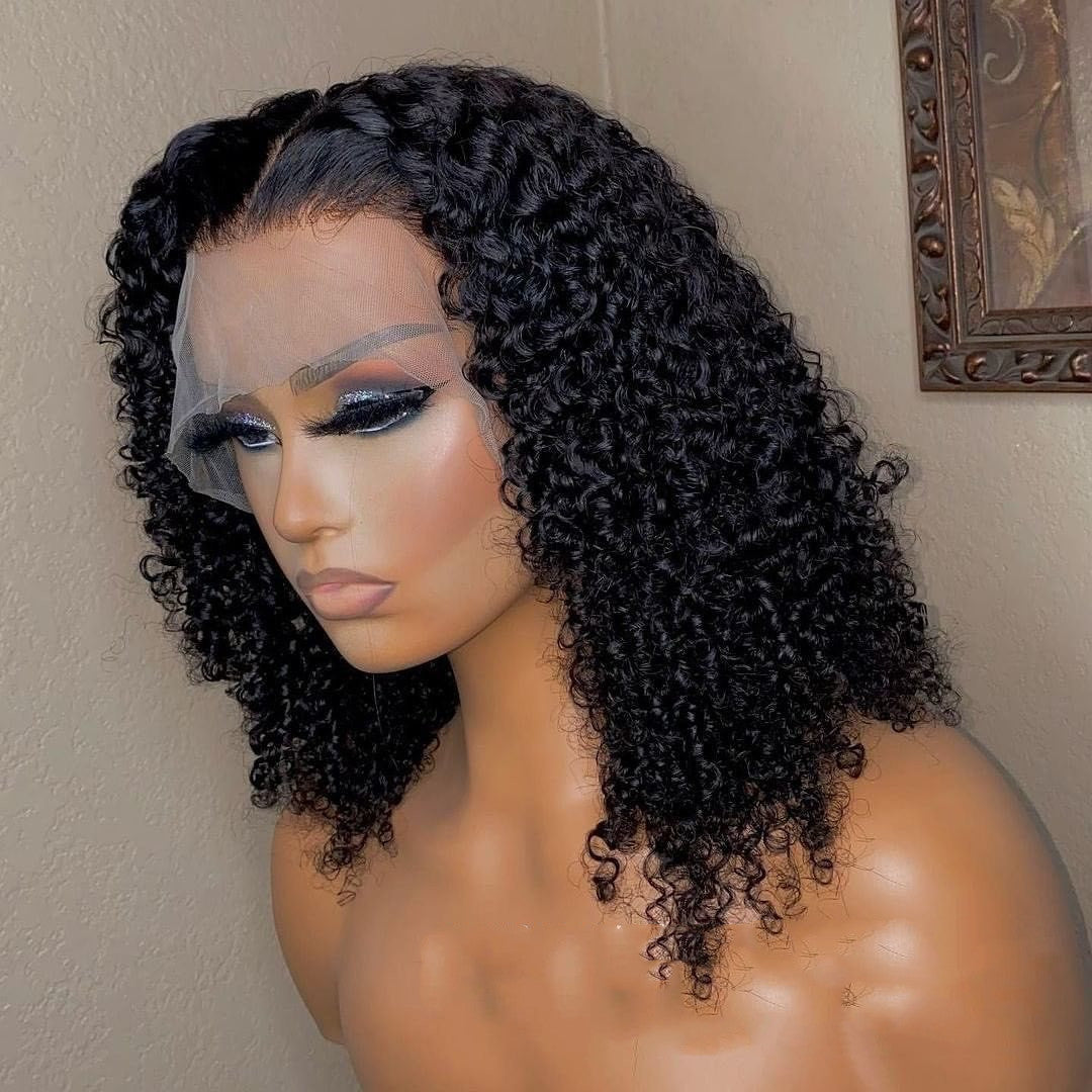 Medium Long Human Hair Wig - Half Hand-Woven, Dyeable with Versatile Bangs1