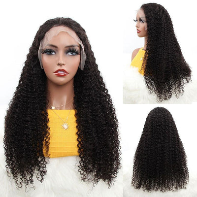 Premium Brazilian Kinky Curly Human Hair Wig with HD Transparent 13x6 Lace Frontal by Beumax Hair