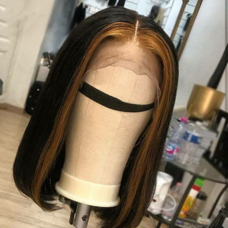 Natural Front Lace Highlight Wig 13x5x1 | Straight Medium-Length 1B/27