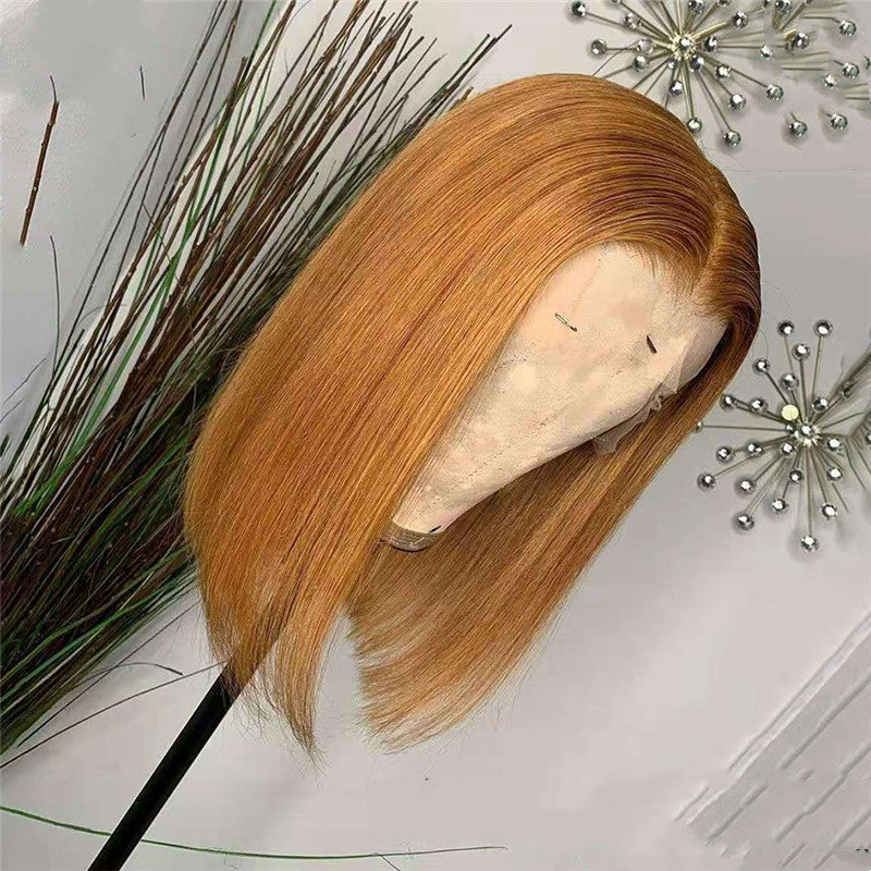 Natural Golden Real Hair Lace Wig | 360 Headgear, Fully Hand-Knitted, Dyeable & Versatile Bangs3