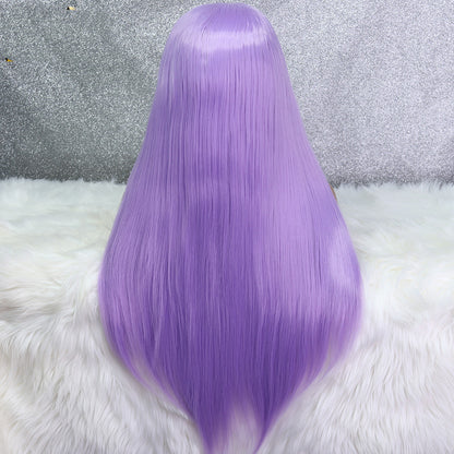 Natural Purple Front Lace Wig for Women – High-Temperature Fiber