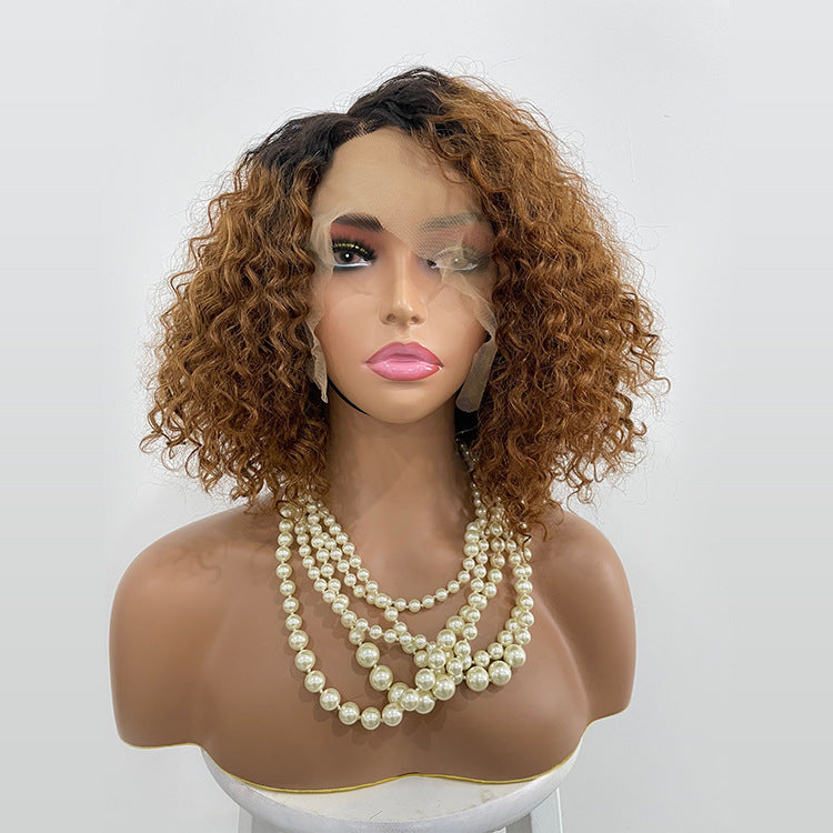 Ombre Curly Bob 1B/30 Human Hair Lace Wig – Dyeable, Natural Fit1