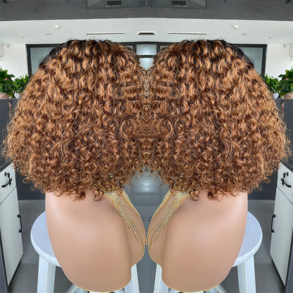 Ombre Curly Bob 1B/30 Human Hair Lace Wig – Dyeable, Natural Fit3