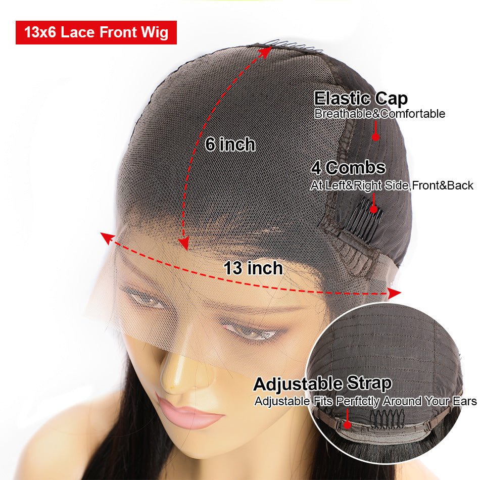Premium 9A European and American Lace Front Wig – Natural Black Straight Hair6