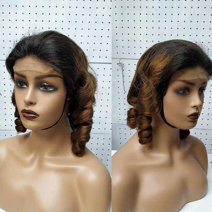 Premium Human Hair Lace Closure Wig - Straight T-Color Style for Ladies1