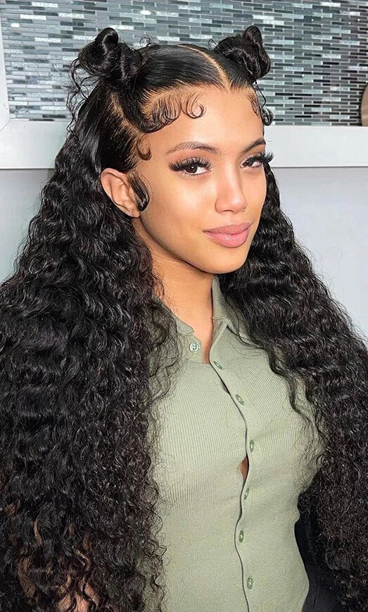Long Deep Wave Lace Front Wig – Transparent Lace, Human Hair
