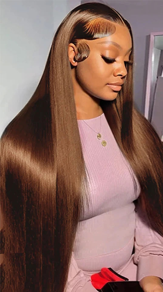 Brown Straight Hair Bundles with HD Lace Closure – Virgin Human Hair