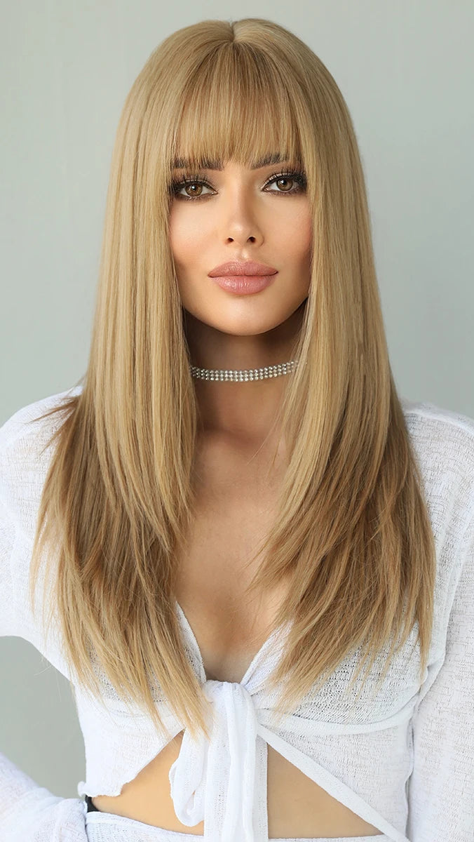 Long Wavy Purple Synthetic Wig with Bangs – Heat Resistant Cosplay Wig for Women, Daily Use & Party Style