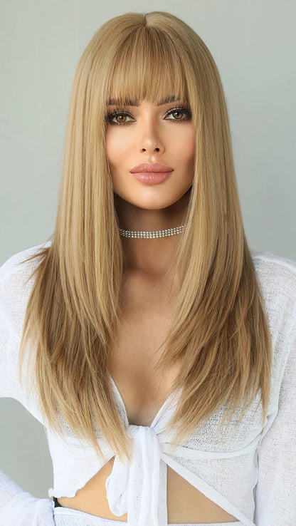Long Wavy Purple Synthetic Wig with Bangs – Heat Resistant Cosplay Wig for Women, Daily Use & Party Style