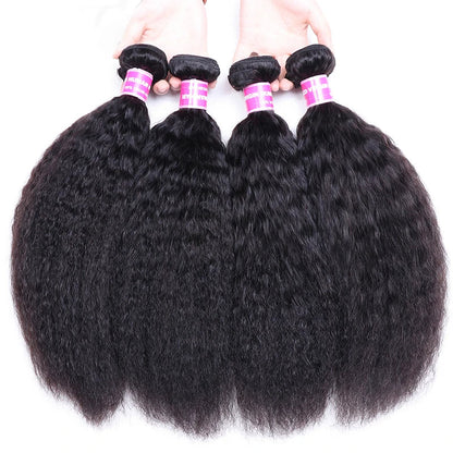 UNice Kinky Straight Hair Bundles – 100% Virgin Human Hair Extensions, Double Weft