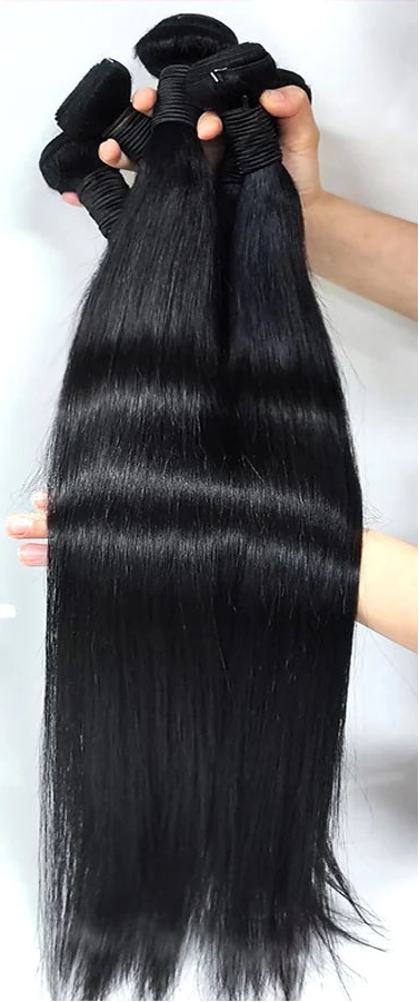 Straight Human Hair Extensions - Natural Black, Chemical-Free & Dye-Friendly