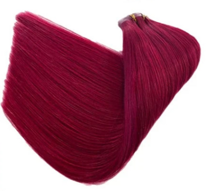 Straight Pure Color Human Hair Extensions - 10 Pieces/Set, Can Be Permed, Suitable for All Dying Colors