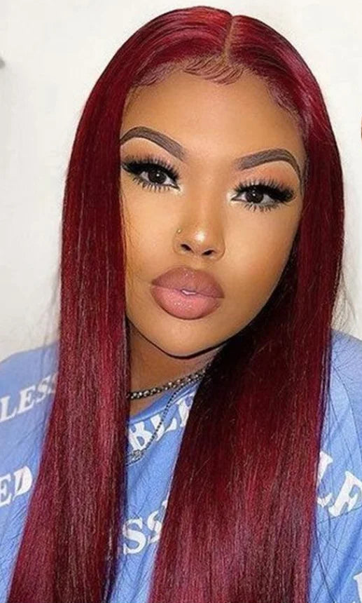 Straight Pure Color Human Hair Extensions - 10 Pieces/Set, Can Be Permed, Suitable for All Dying Colors