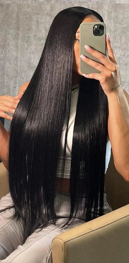 Premium Straight Human Hair Weave - Machine Double Weft, Permed, No Chemical Processing, Suitable for Darker Dyes