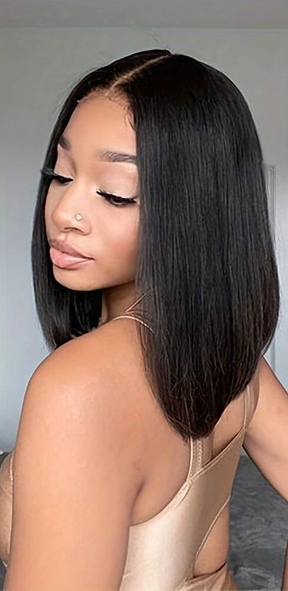 Straight Bob Wig 100% Human Hair – 13x4 Transparent Lace Frontal, 200% Density, Natural Color, Long-Lasting Wear