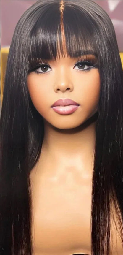 Luxurious Straight Lace Wig – Pre-Plucked Hairline, 200%-250% Density, Natural Off Black Color