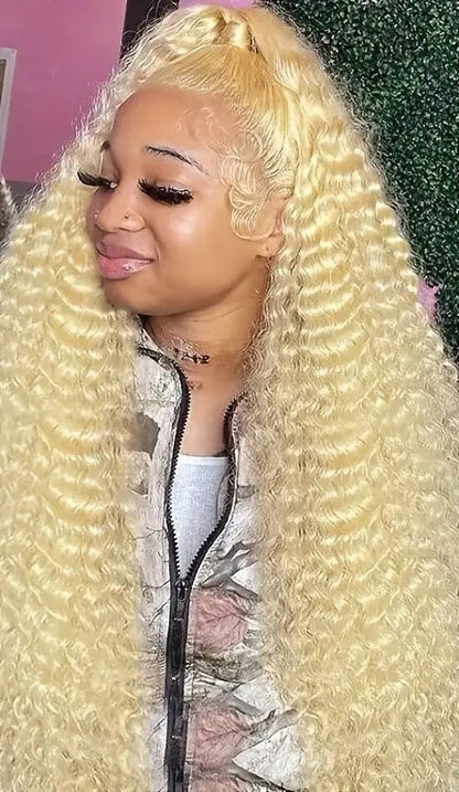 Short Deep Wave Lace Front Wig – Hair, 613 Blonde, 13x6/13x4 HD Lace, Pre-Plucked, 180% Density