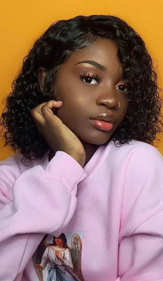Deep Wave Hair Wig – 100% Human Hair, Short 4-16 Inch, Transparent Lace, 5x5/13x6 Frontal Options