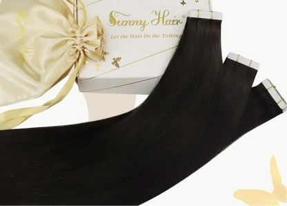 VeSunny Real Tape-In Hair Extensions | Seamless Skin Weft, Natural & Silky Straight, 12-24 Inch