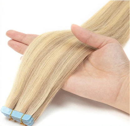 Premium Tape-In Human Hair Extensions - 100% Natural Straight Remy Hair | Easy Installation for Women (12"-24")