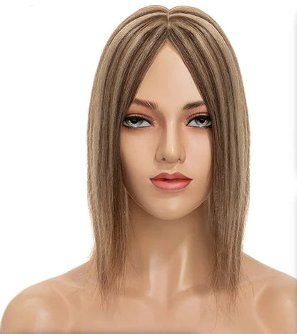 100% Real Human Hair Topper with Silk Base | Tangle-Free, Natural Hairline, Multiple Lengths & Colors