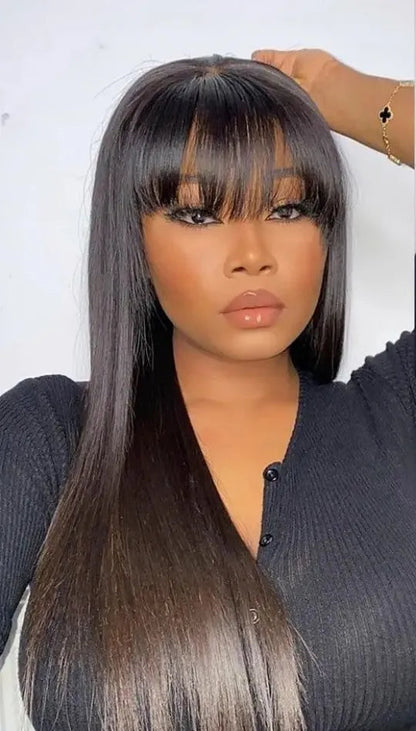 Luxurious Short Straight Human Hair Wig – 200% Density, Pre-Plucked Hairline, 12-16 Inches