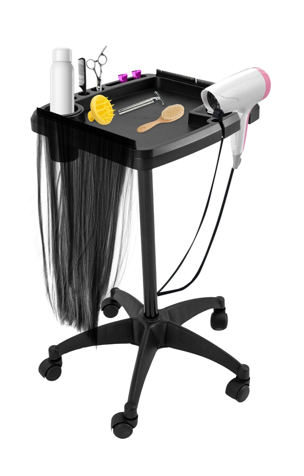Adjustable Salon Trolley with Universal Wheels | Multi-Purpose Rolling Tray Cart for Professional Use