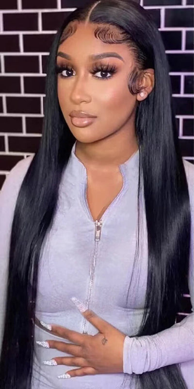 Long 26+ Inch Straight Lace Front Wig – HD Lace Frontal, 100% Human Hair, Transparent Swiss Lace