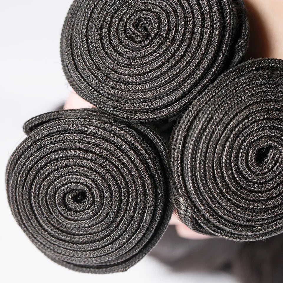30-34 Inch Raw Virgin Straight Human Hair Bundles - 100% Natural Double Weft Extensions