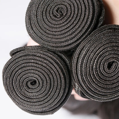 30-34 Inch Raw Virgin Straight Human Hair Bundles - 100% Natural Double Weft Extensions