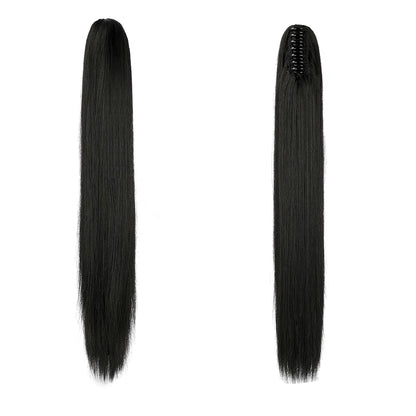 Kinky Straight Clip-In Hair Extension – High-Temperature Fiber, Pure Color, 140g