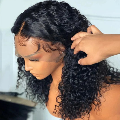 Short Deep Wave Lace Front Wig – Hair, Transparent Lace, 100% Human Hair