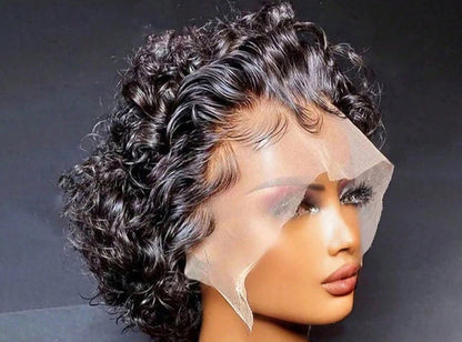 Short Curly Deep Part Lace Wig –  Hair with Transparent Swiss Lace