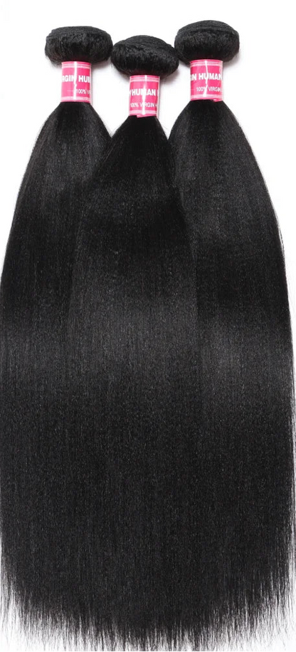 UNice Yaki Straight Human Hair Bundles – 1/3/4 PCS, 100g Per Bundle, Natural Color, Sew-In Weaves, 8-26 Inch
