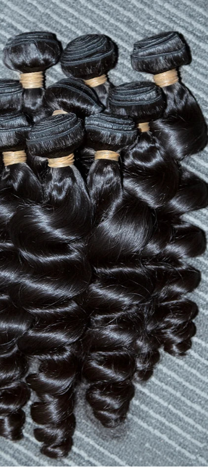 10A Loose Wave Virgin Human Hair Bundles - 100% Unprocessed, Natural Black, Can Be Dyed & Bleached, 12-34 Inch