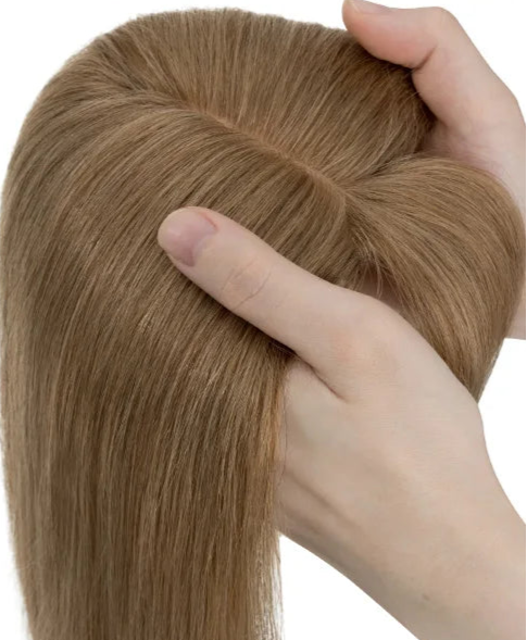 100% Real Human Hair Topper with Bangs – Natural Look, Tangle-Free, Multiple Colors & Sizes