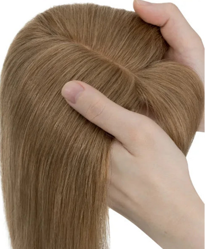 100% Real Human Hair Topper with Bangs – Natural Look, Tangle-Free, Multiple Colors & Sizes